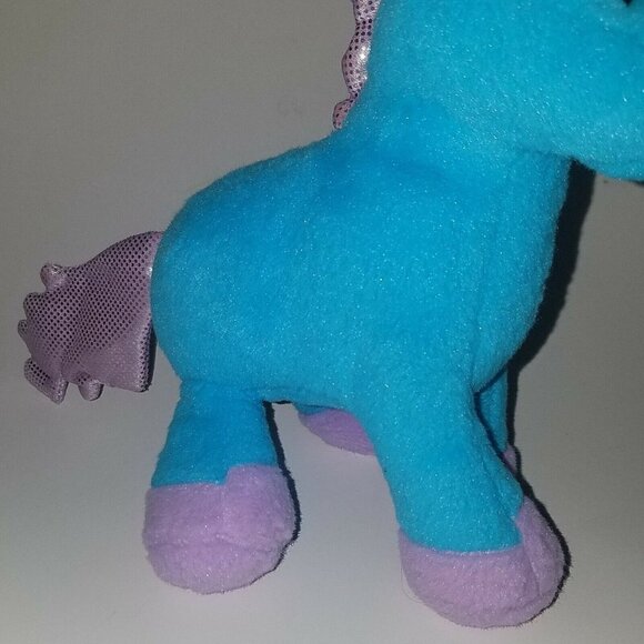 Blue Purple Unicorn Plush 8" Stuffed Animal Toy Lovey Silver Polka Dots - Picture 3 of 12